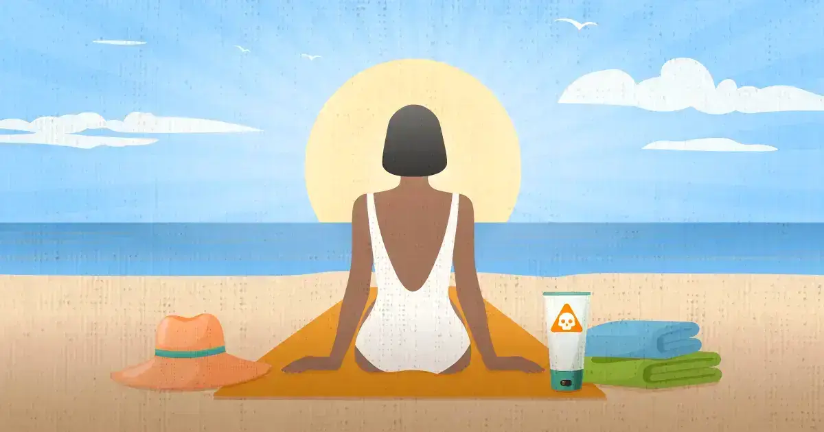 Illustration of woman at the beach
